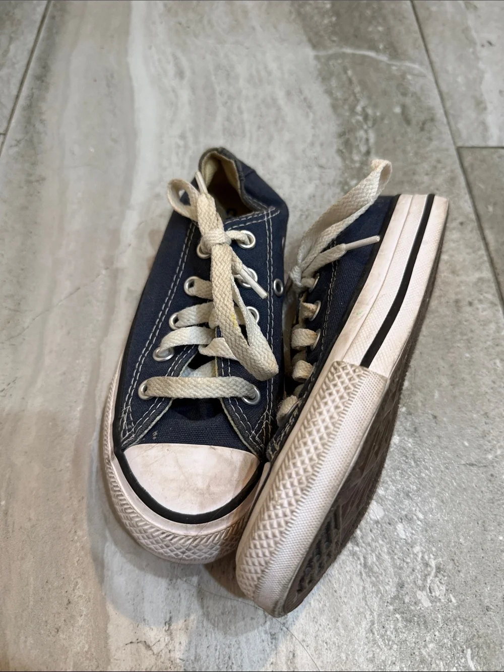 Converse Navy and Cream Low-Top Kids Sneakers