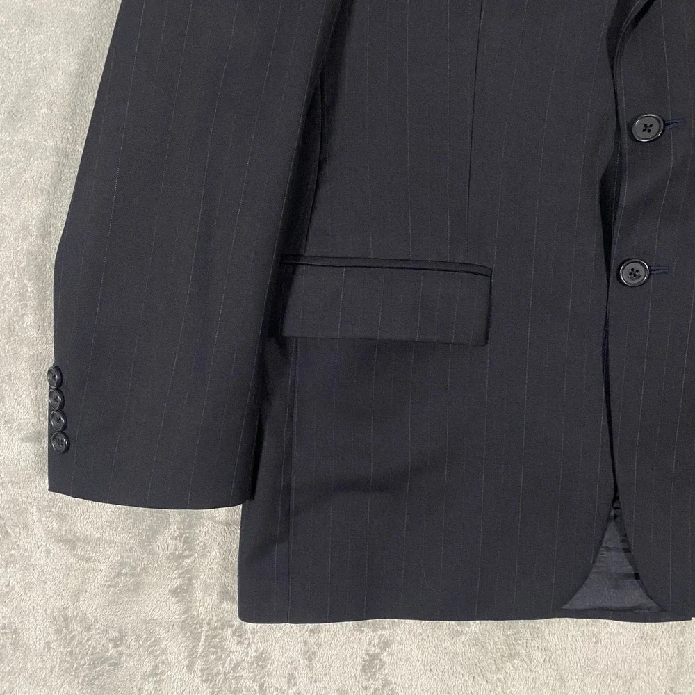 Chaps Ralph Lauren Blazer Mens 40S Navy Blue Pinstripe Wool‎ Cashmere 2-Button