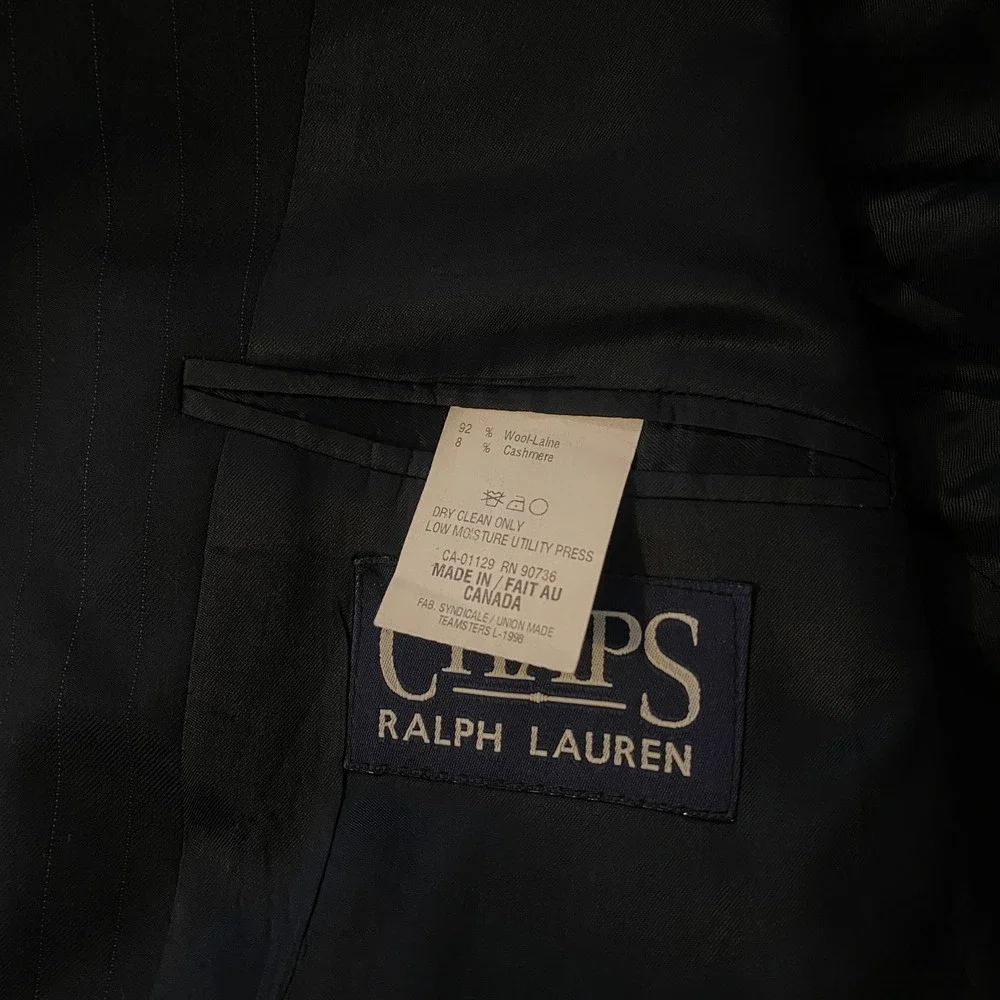 Chaps Ralph Lauren Blazer Mens 40S Navy Blue Pinstripe Wool‎ Cashmere 2-Button
