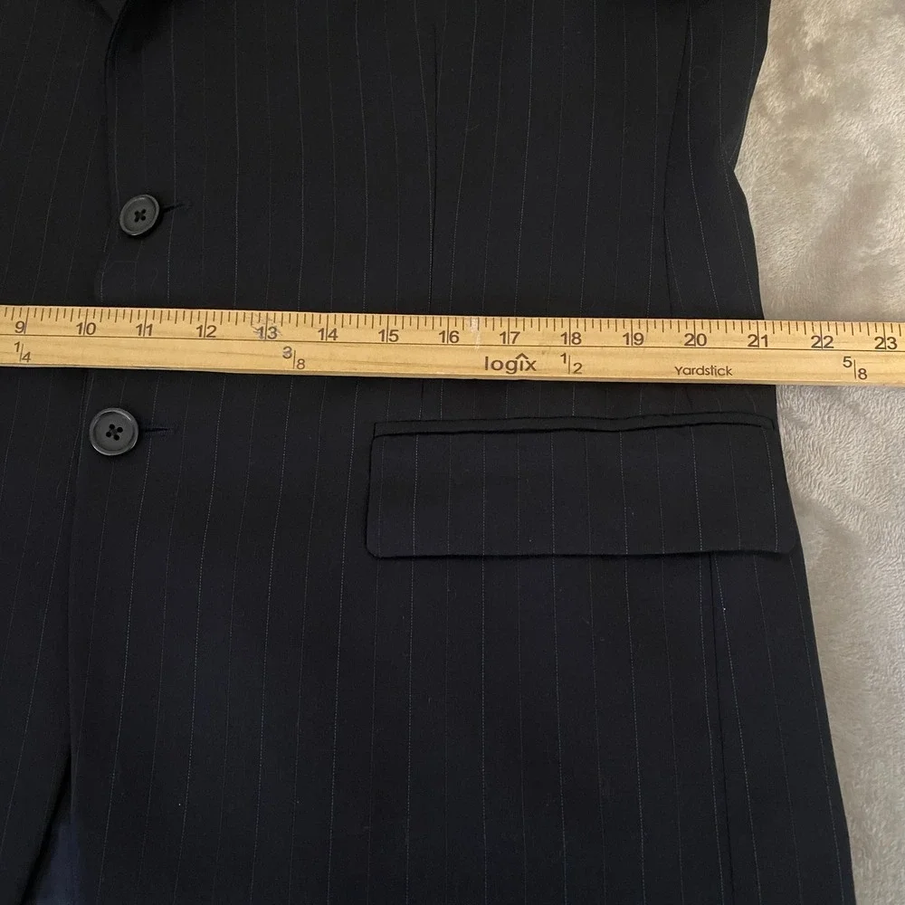 Chaps Ralph Lauren Blazer Mens 40S Navy Blue Pinstripe Wool‎ Cashmere 2-Button