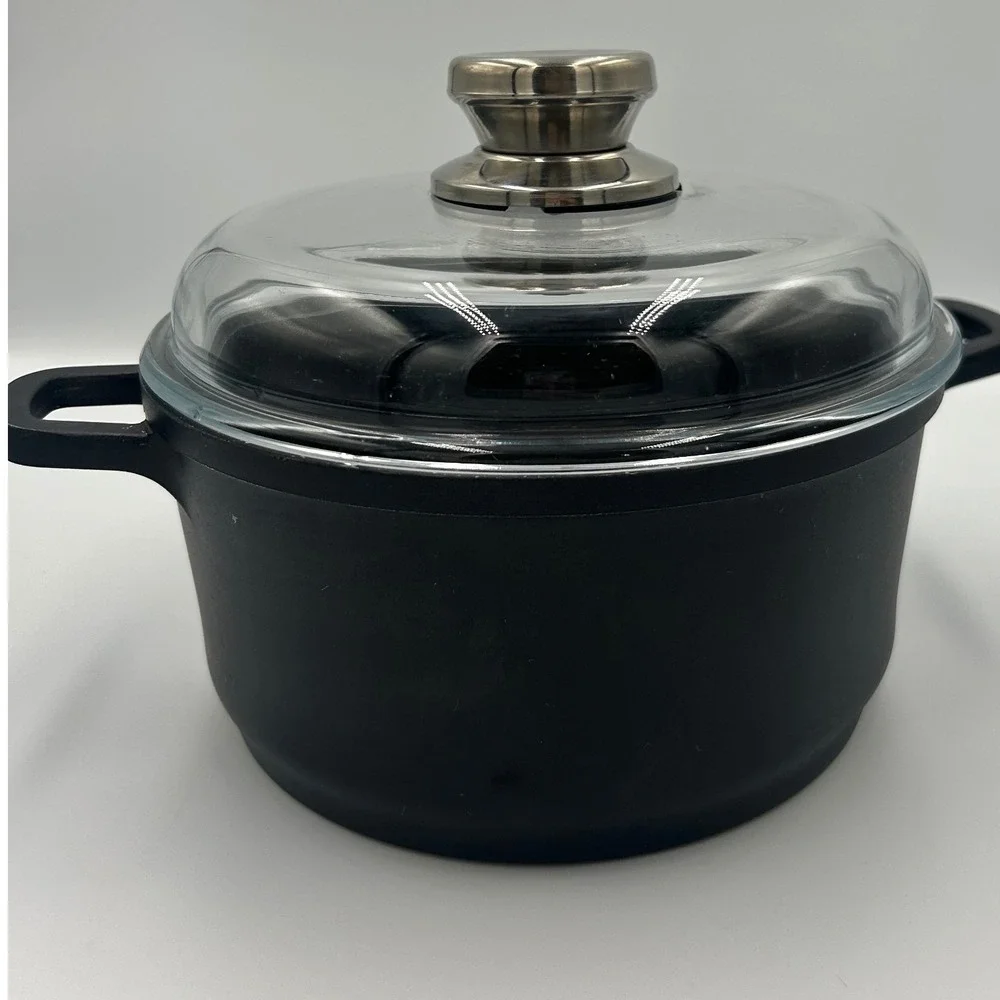 BergHOFF Non-Stick Stockpot‎ with Glass Lid Speckled Black Dutch Oven Casserole
