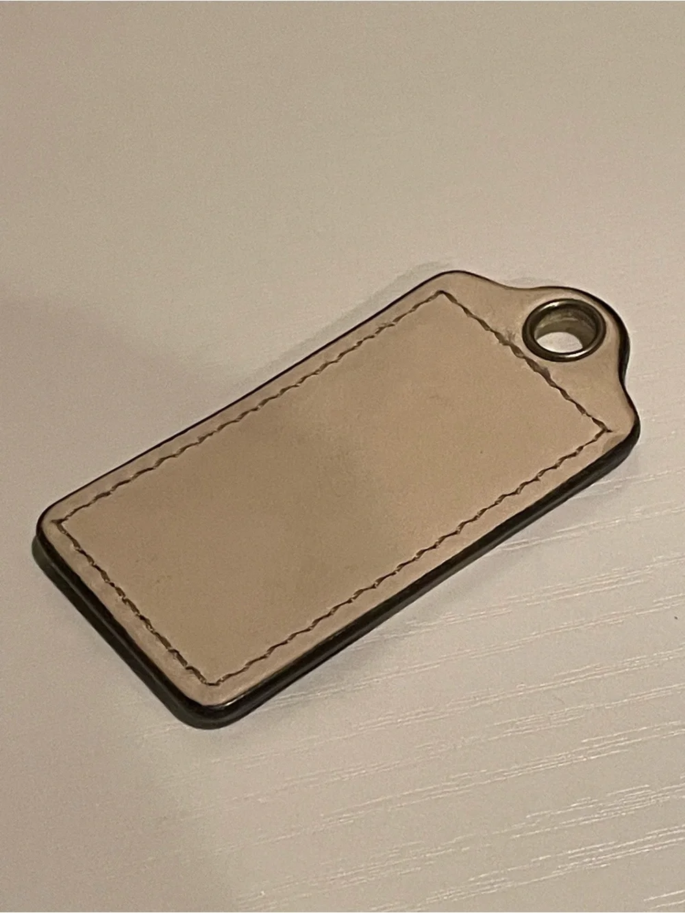 Authentic Coach Leather Key Fob with Contrast Strap - Brown & Cream