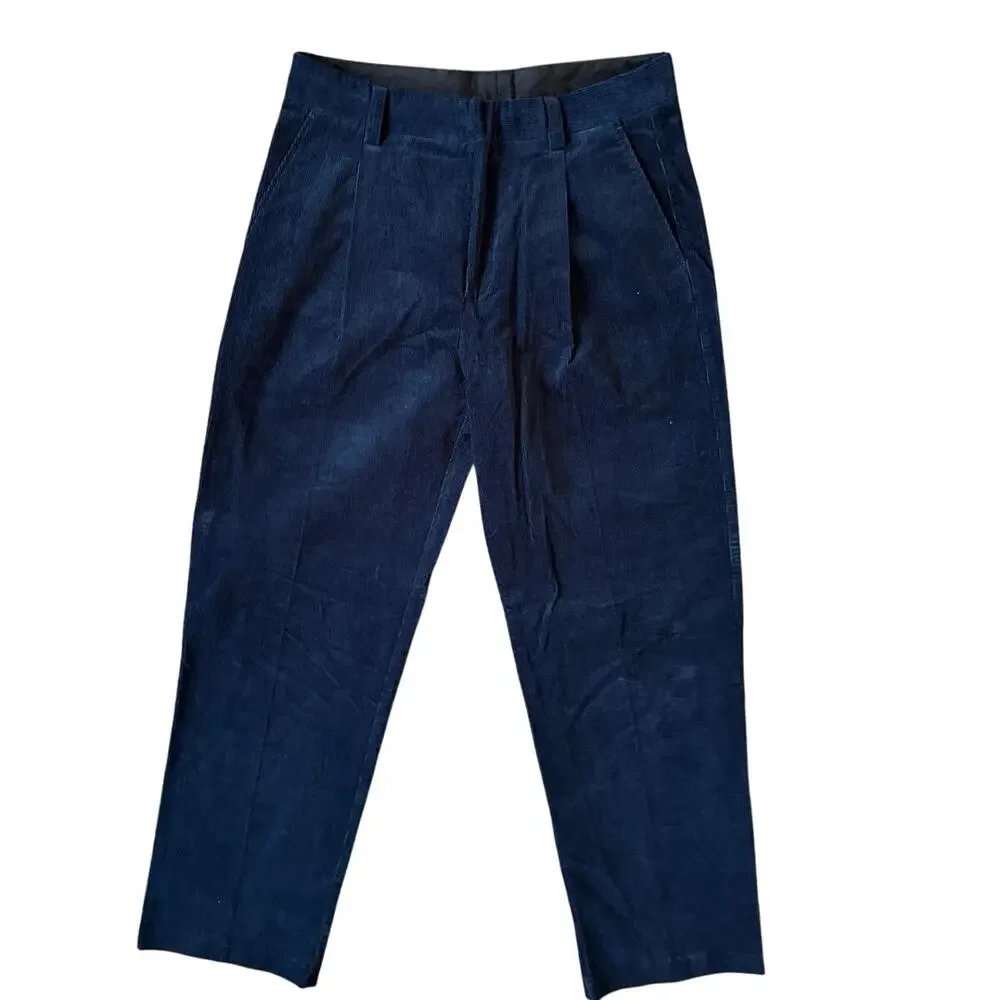 Wood Wood Corduroy Trousers Size 32 Navy Blue Men’s Pants Casual Retro
