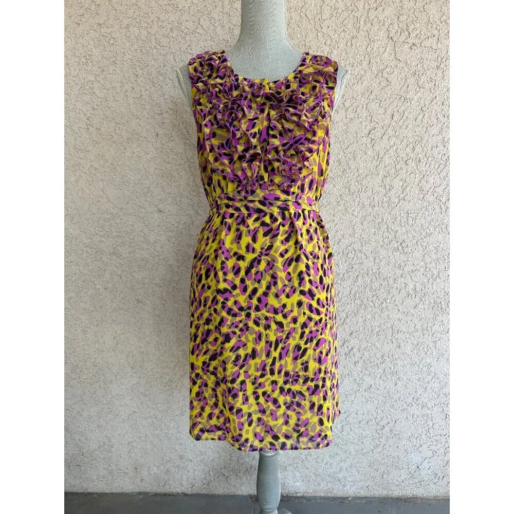Y2K 2000's Funky Leopard Print Ruffle Dress Medium