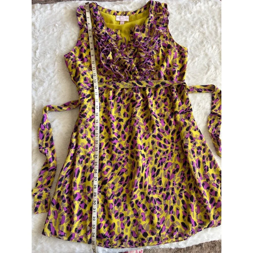 Y2K 2000's Funky Leopard Print Ruffle Dress Medium