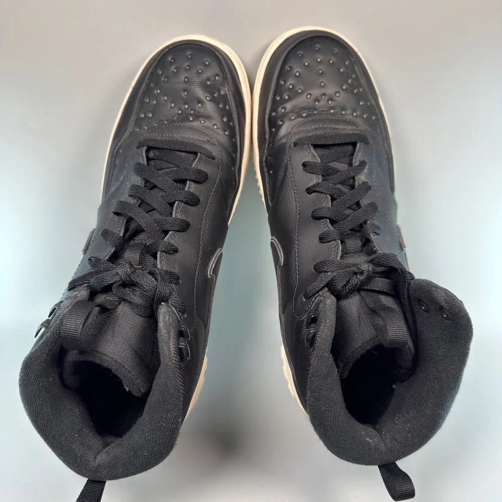 Nike Court Vision Mid Winter Mens 10.5 10 1/2 Sneaker Black White Leather Shoes