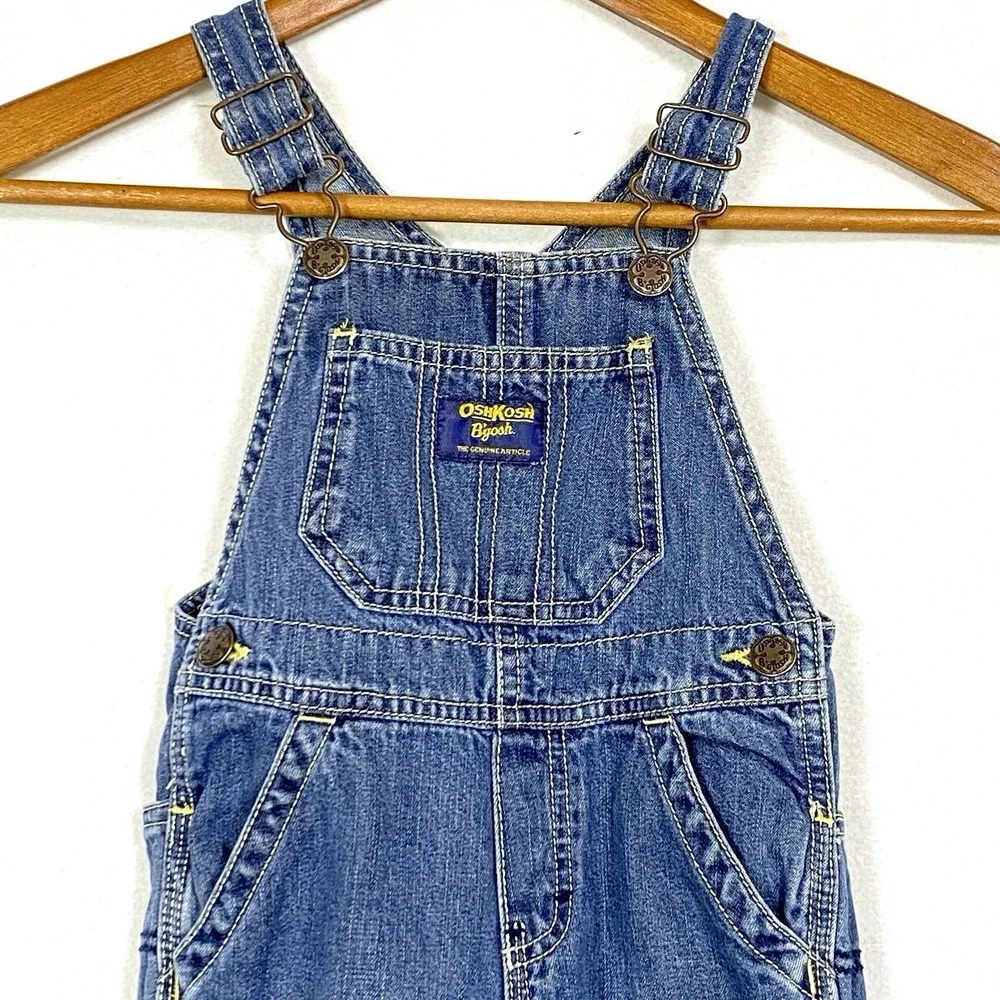 VTG 80's Oshkosh B'Gosh 18 Month Vestbak Blue Denim Bib Jean Overalls‎ Snap USA