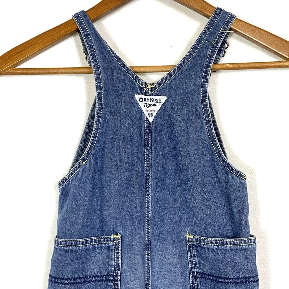VTG 80's Oshkosh B'Gosh 18 Month Vestbak Blue Denim Bib Jean Overalls‎ Snap USA