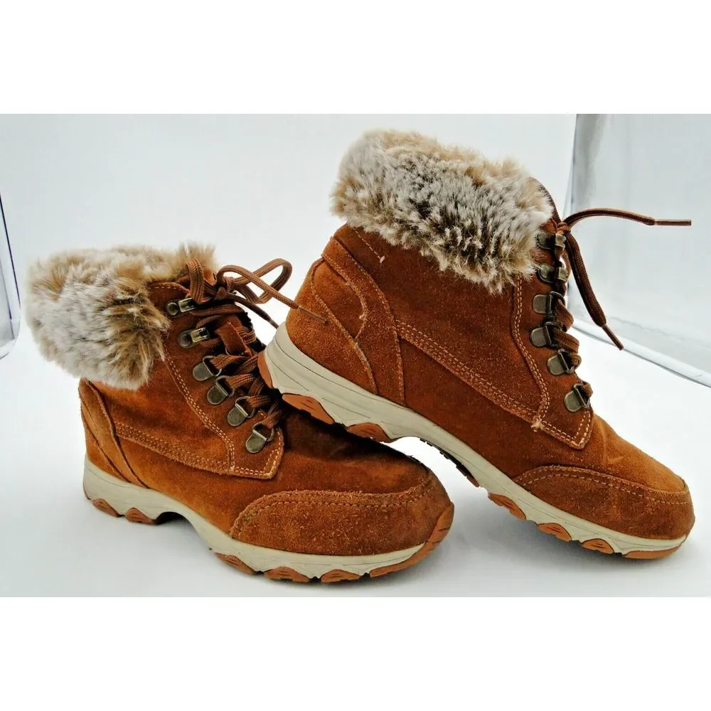 G.H Bass Alaska Womens Boots Water Resistant Chestnut Color w/Faux Fur Size 7.5M