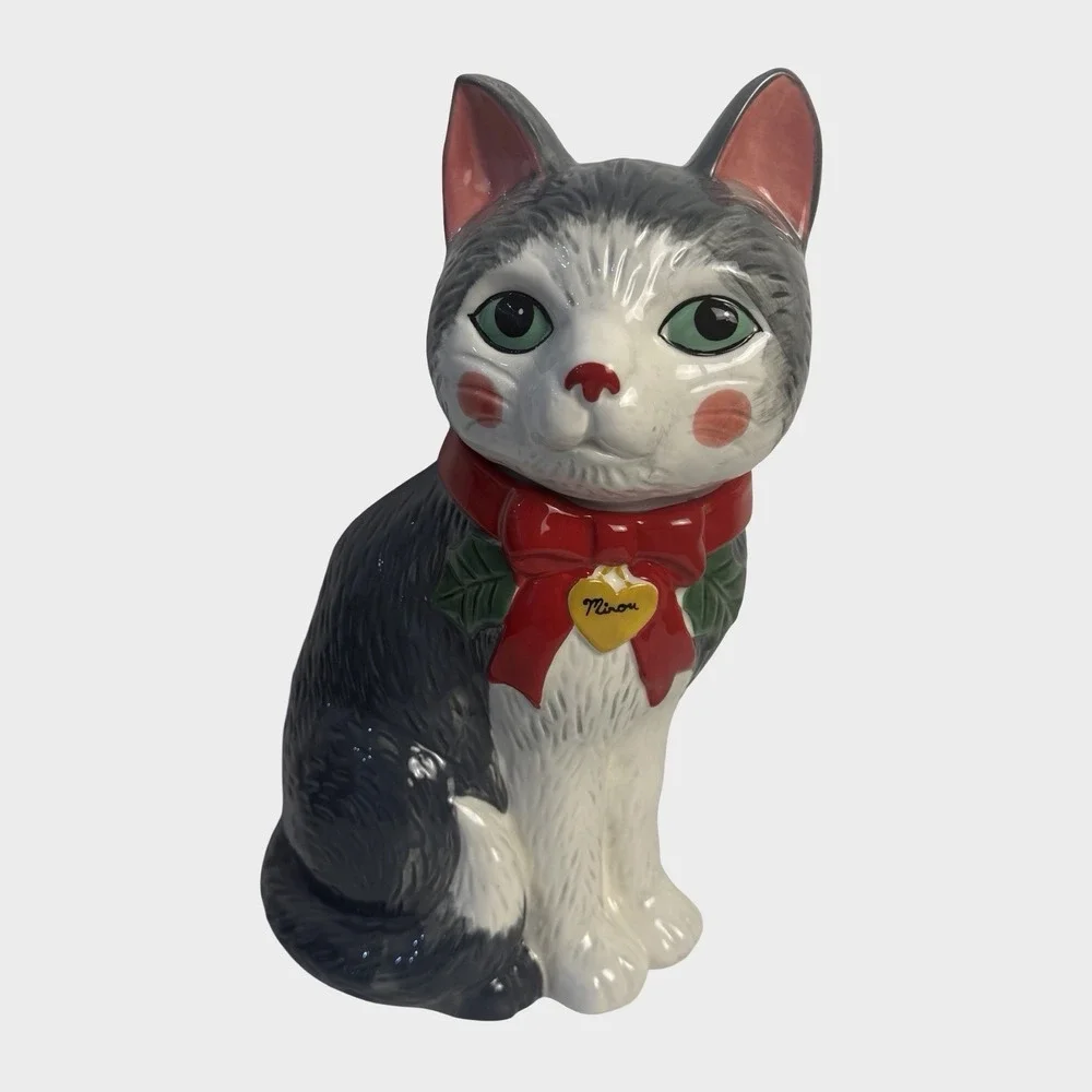 Anthropologie Peluche Cat Cookie Jar Ceramic Stoneware