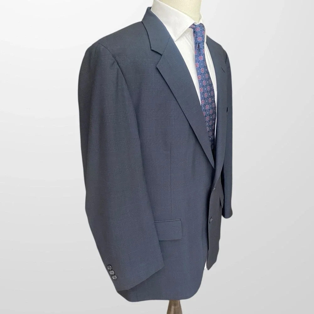 Vtg Brooks Brothers 48L Union Made in USA Wool Glen Plaid Navy Black Blazer Wool