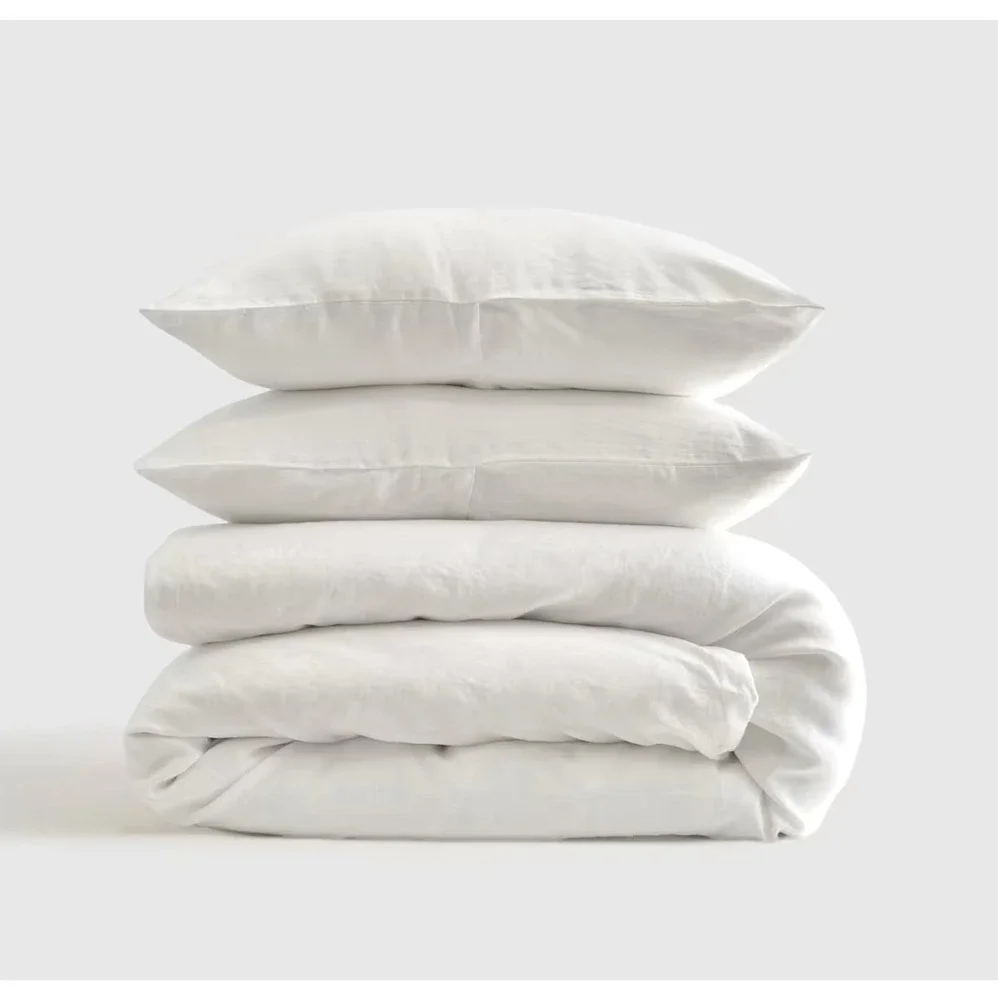 Quince European Linen Duvet Cover Set with Shams King/Cal King Size White NWT