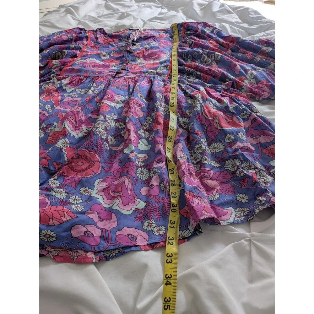 Rusttydustty Romper Womens 2X Purple Floral Peasant Sleeve Cottage Core Boho NEW