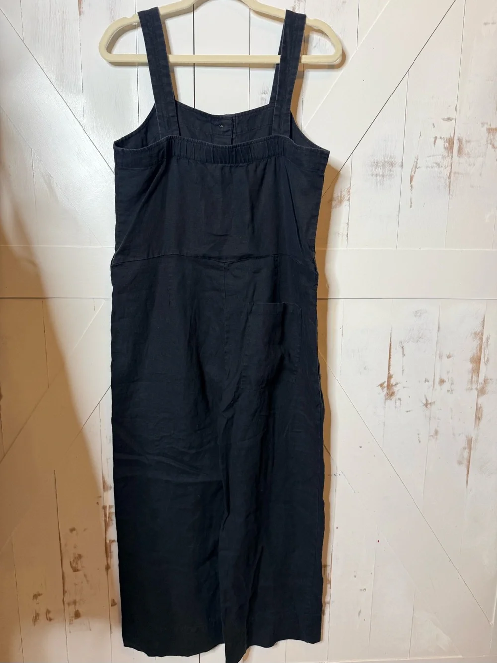 Everlane Black Linen Picnic Button Front Wide Leg Jumpsuit