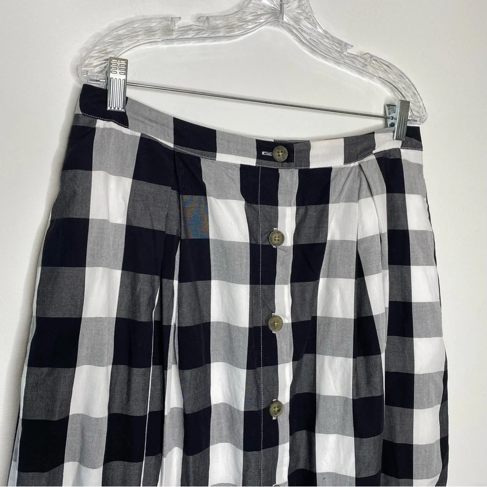 Who What Wear Black and White Plaid Button Front Full Midi Skirt
