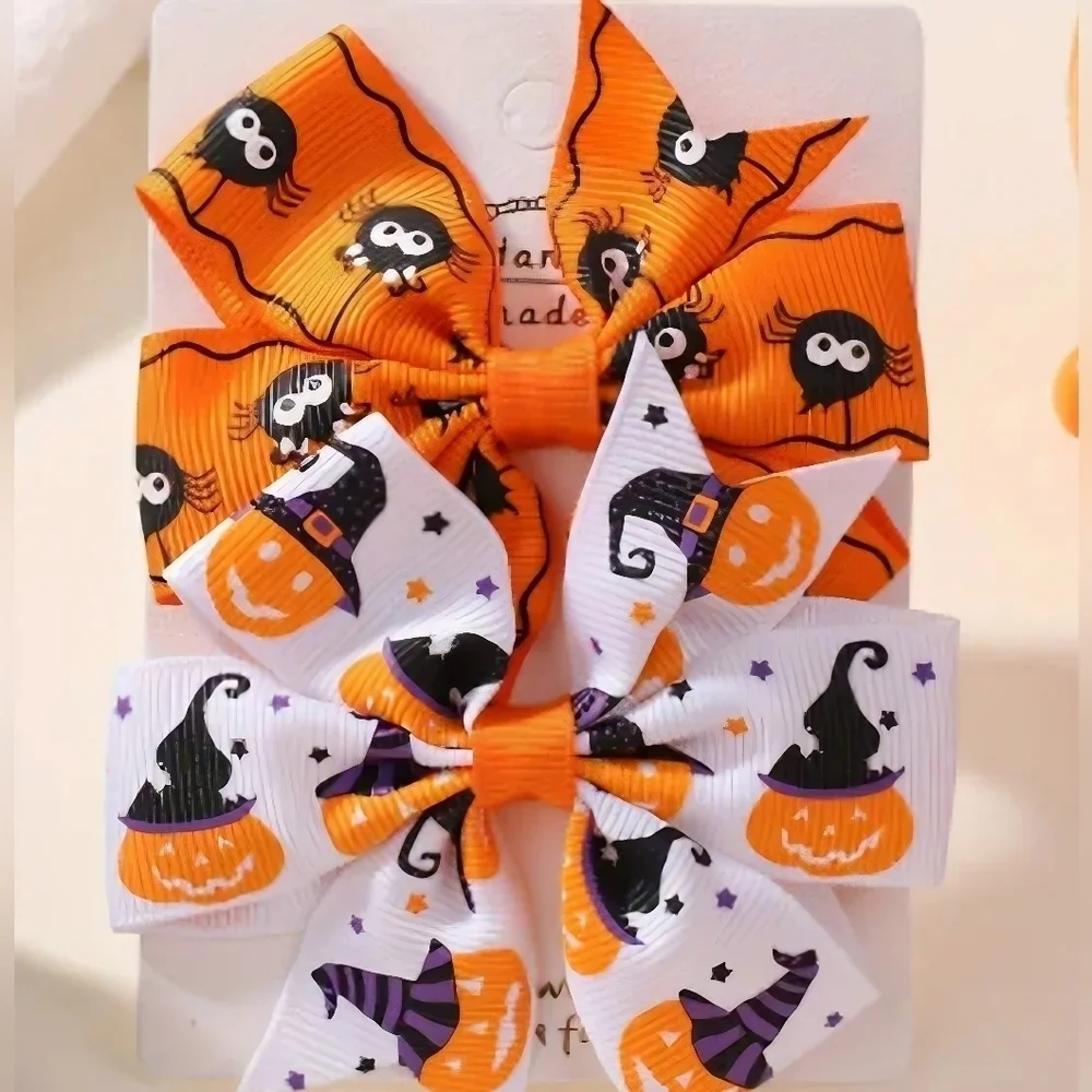 New!  Halloween Hair Bow Clips