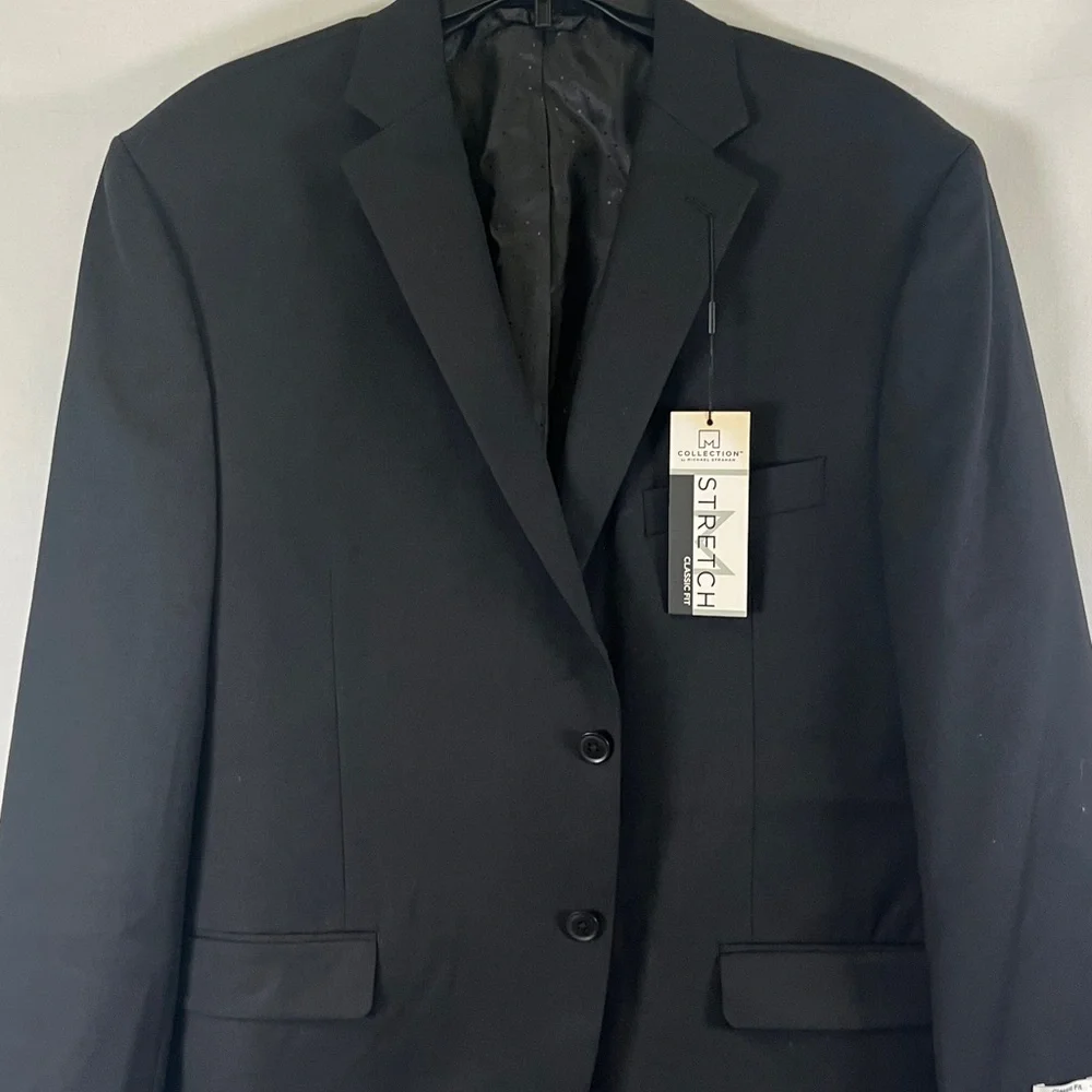 Michael Strahan Black Classic Fit Stretch Blazer 46S NWT