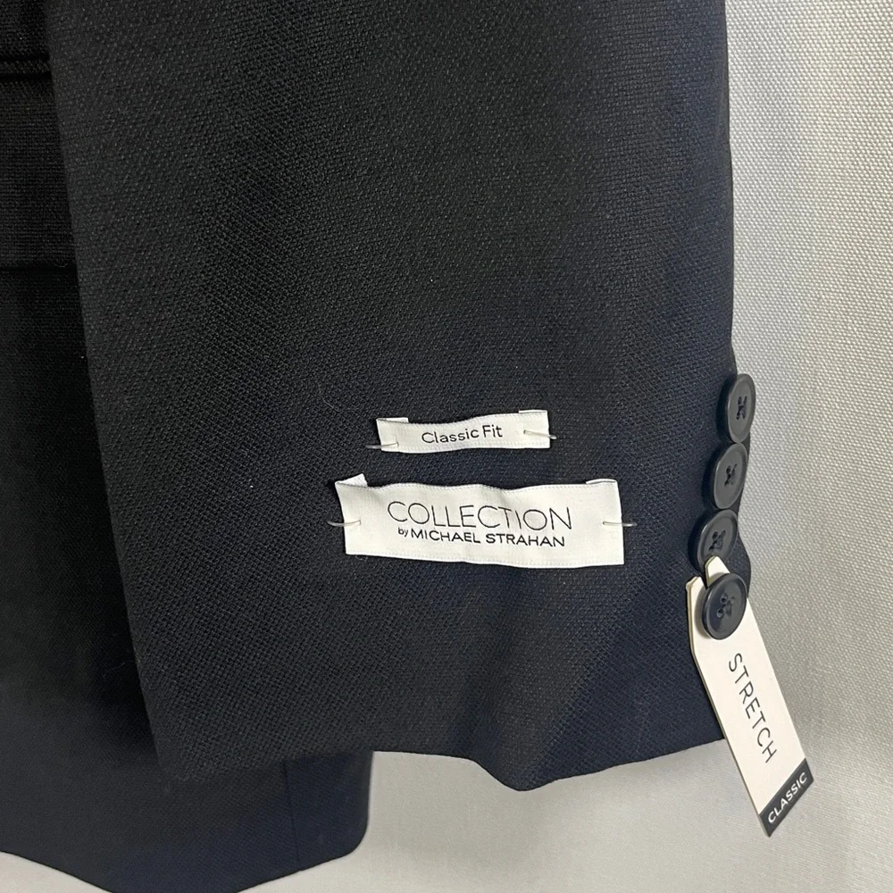 Michael Strahan Black Classic Fit Stretch Blazer 46S NWT