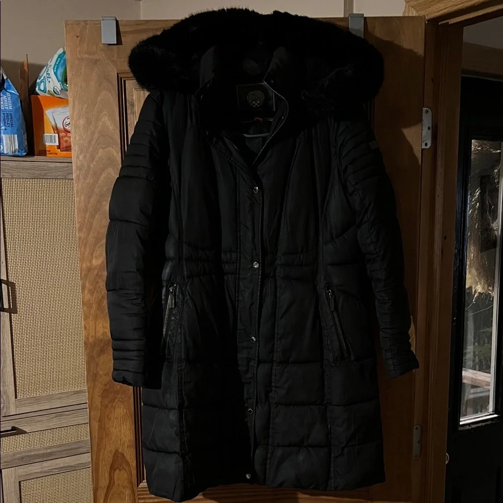 Vince Camuto Black Hooded Parka