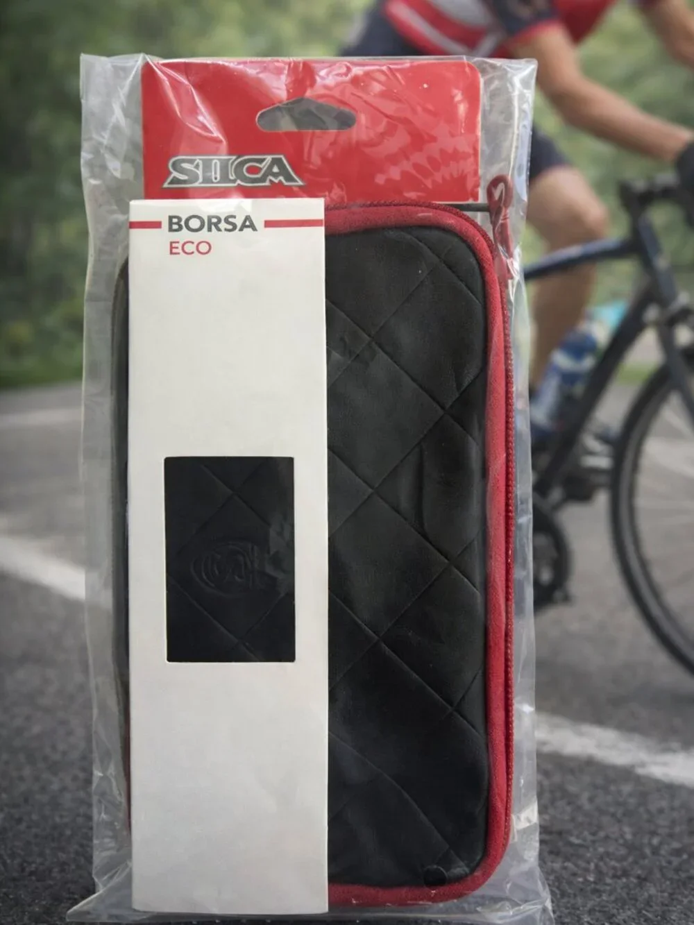 SILCA BORSA ECO Quilted Leather Cycling Wallet Black & Red Ride‑Ready Gear Case