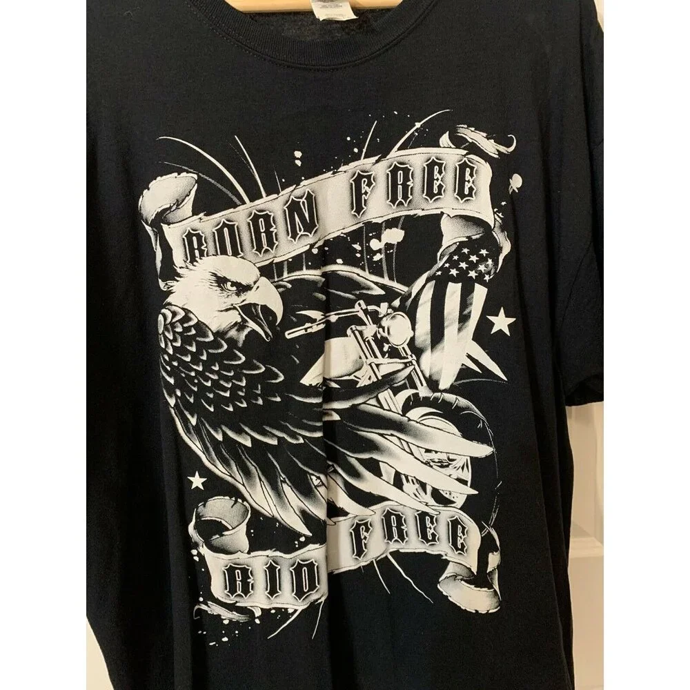 Born Free Ride Free Motorcycle‎ Eagle Sz XL Gildan T Shirt