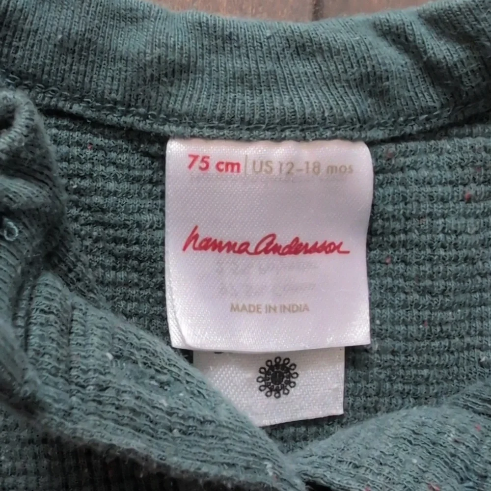 Hanna Andersson 12-18 Months Green Long Sleeve Waffle Henley