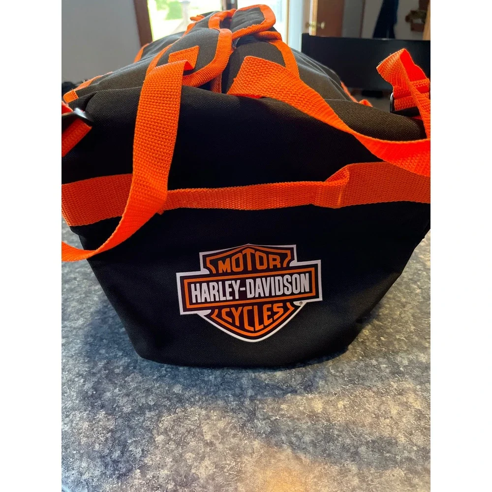 Harley-Davidson Canvas Duffle Bag / backpack Black Orange Bar & Shield Logo