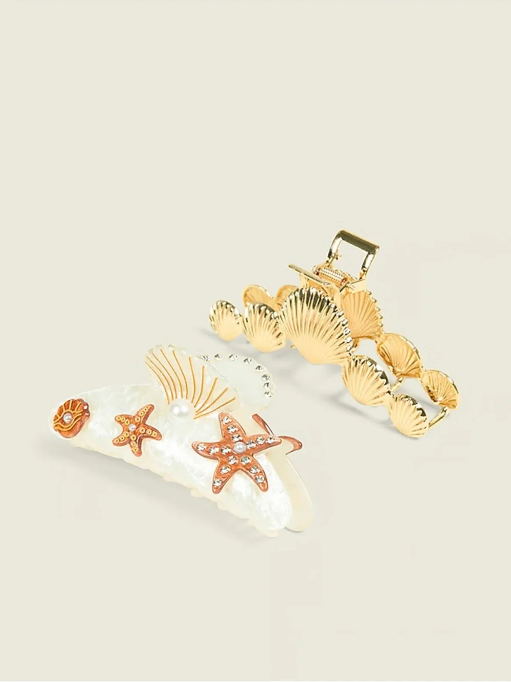 Lane Bryant Gold Seashell & Pearl Starfish Hair Clips Set,  New with Tags