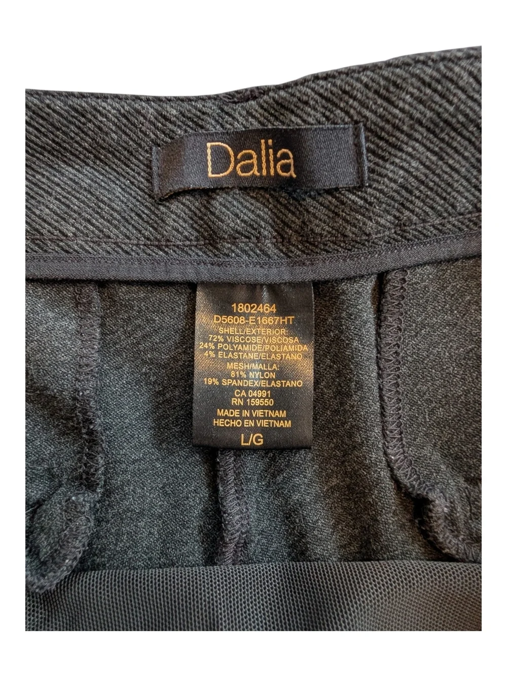 Dalia Charcoal Black Textured Pull-on Pointe Dress Pant