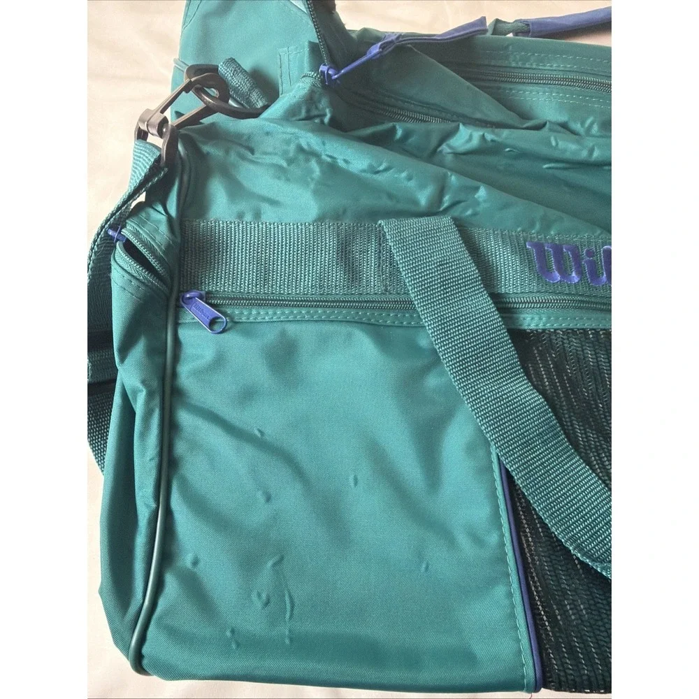 Vintage Wilson Sporting Goods Duffle Bag Teal Blue Purple Retro Gym Bag Carry On