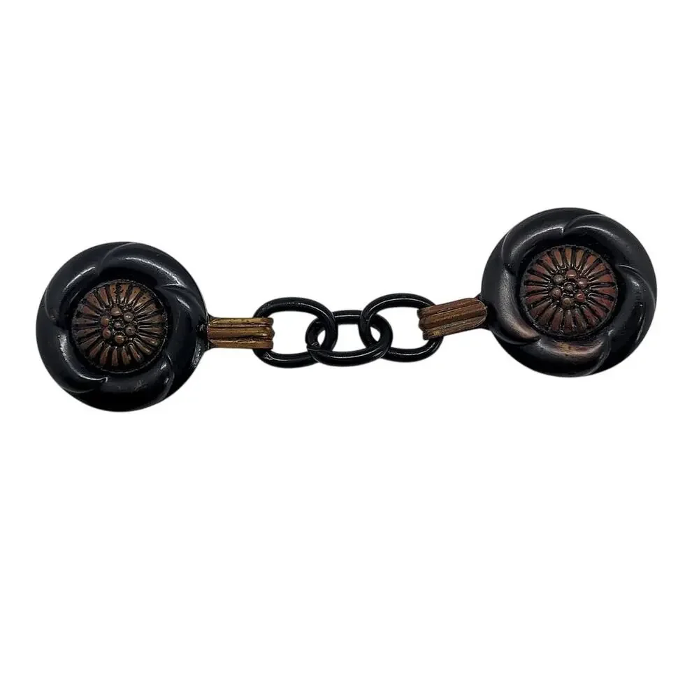 Vintage‎ Art Deco Cloak Clasp in Black & Gold – Classic Cape Accessory