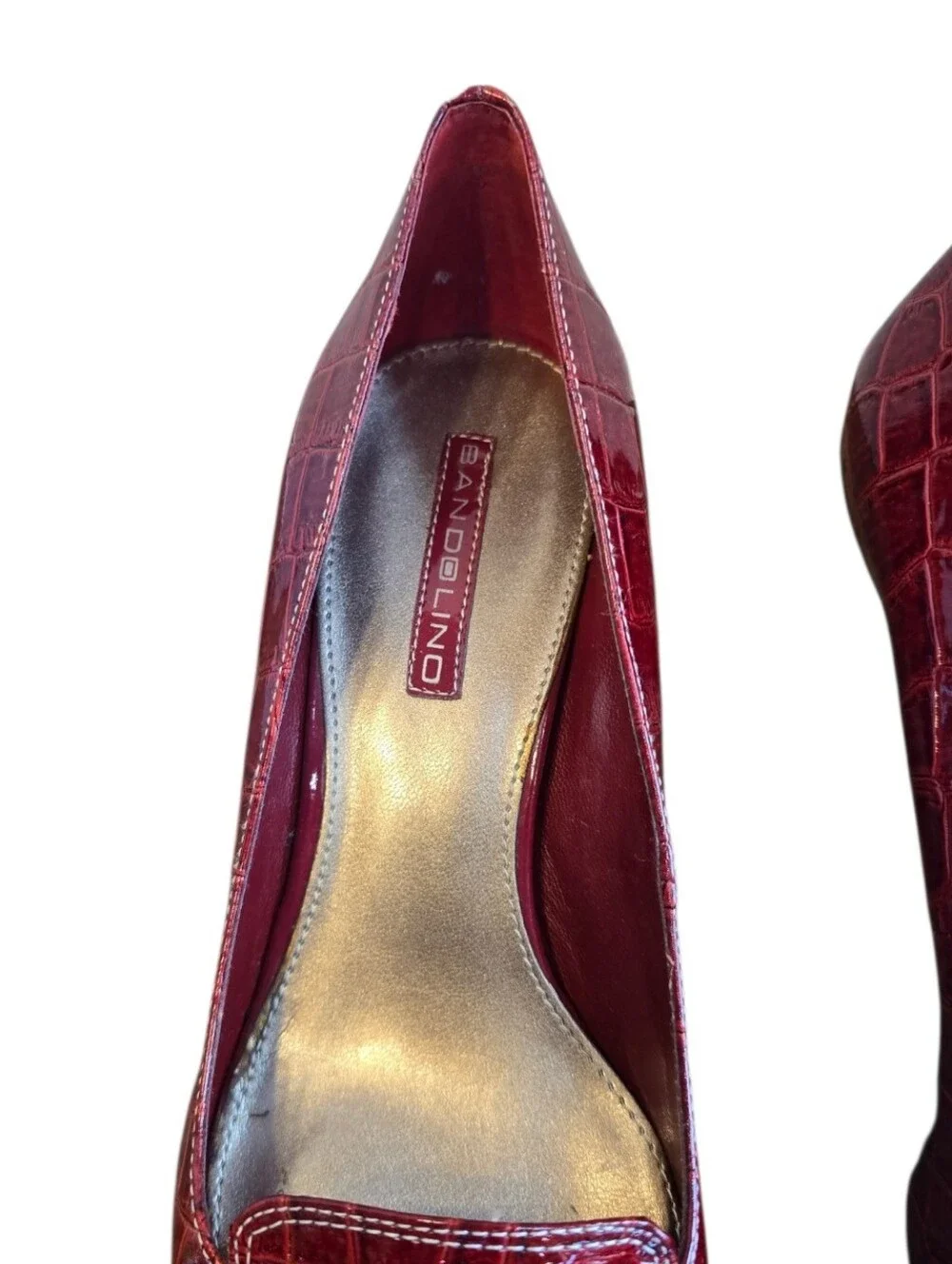 Bandolino Red Croc Embossed Patent Leather Kitten Heel Pumps 9.5