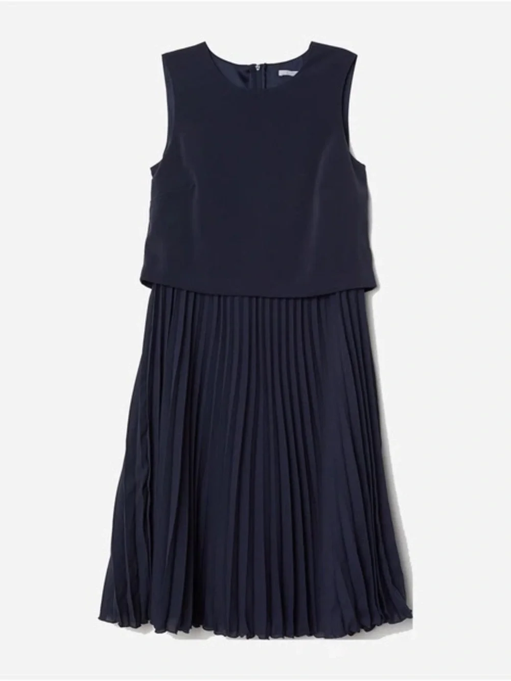 H&M Navy Blue Pleated Cape Top Dress