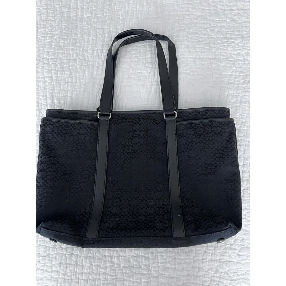 COACH Large Black Canvas Logo Laptop Work Bag