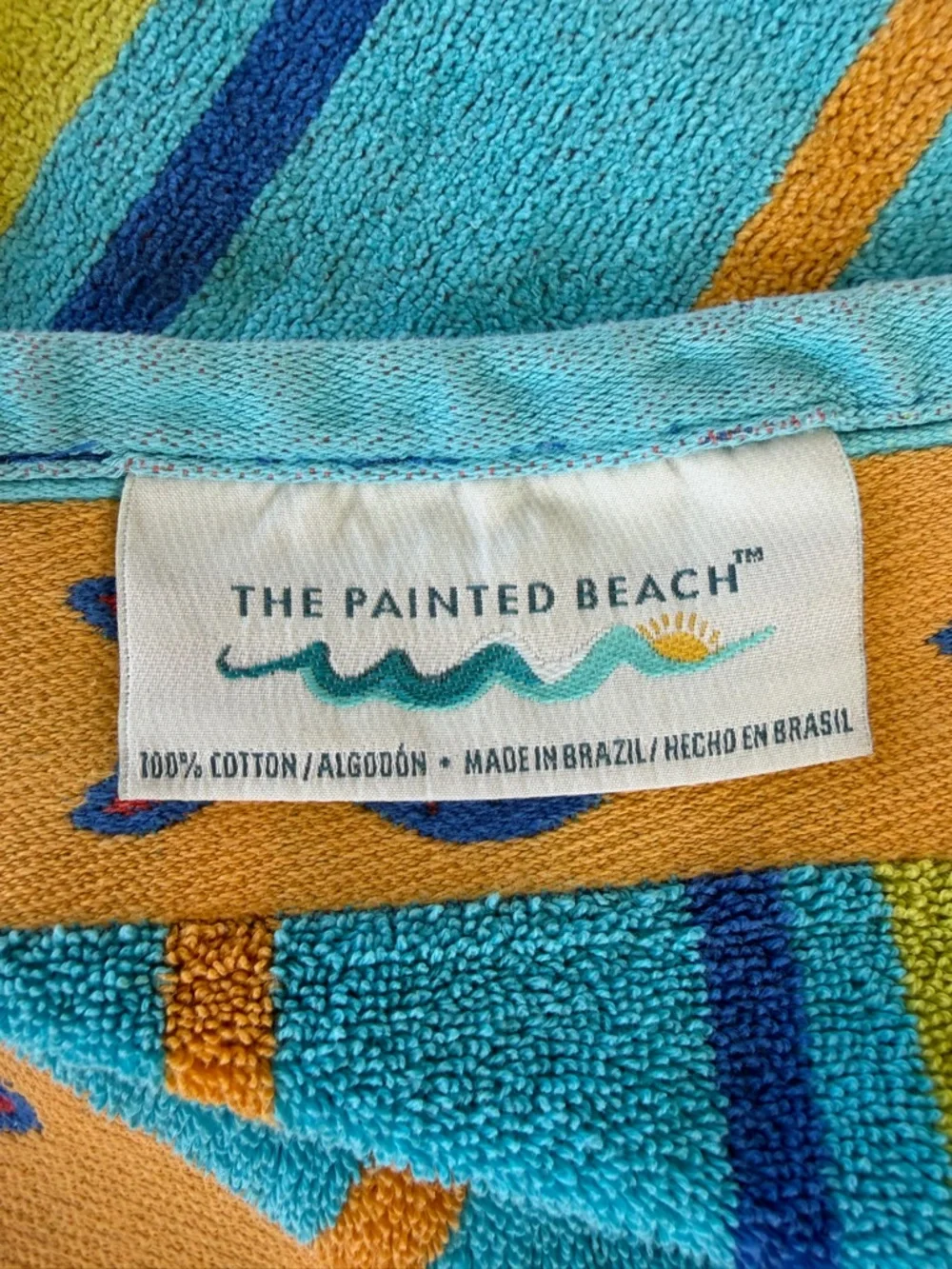 The Painted Beach Surfboard Stripe Beach Towel 100% Cotton Colorful 38x66 FLAWS