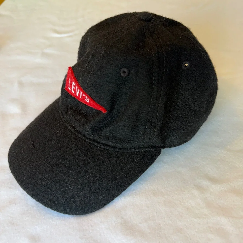 Levi's Pennant Logo Baseball Cap Mens OS Black Wool Blend Strapback Hat