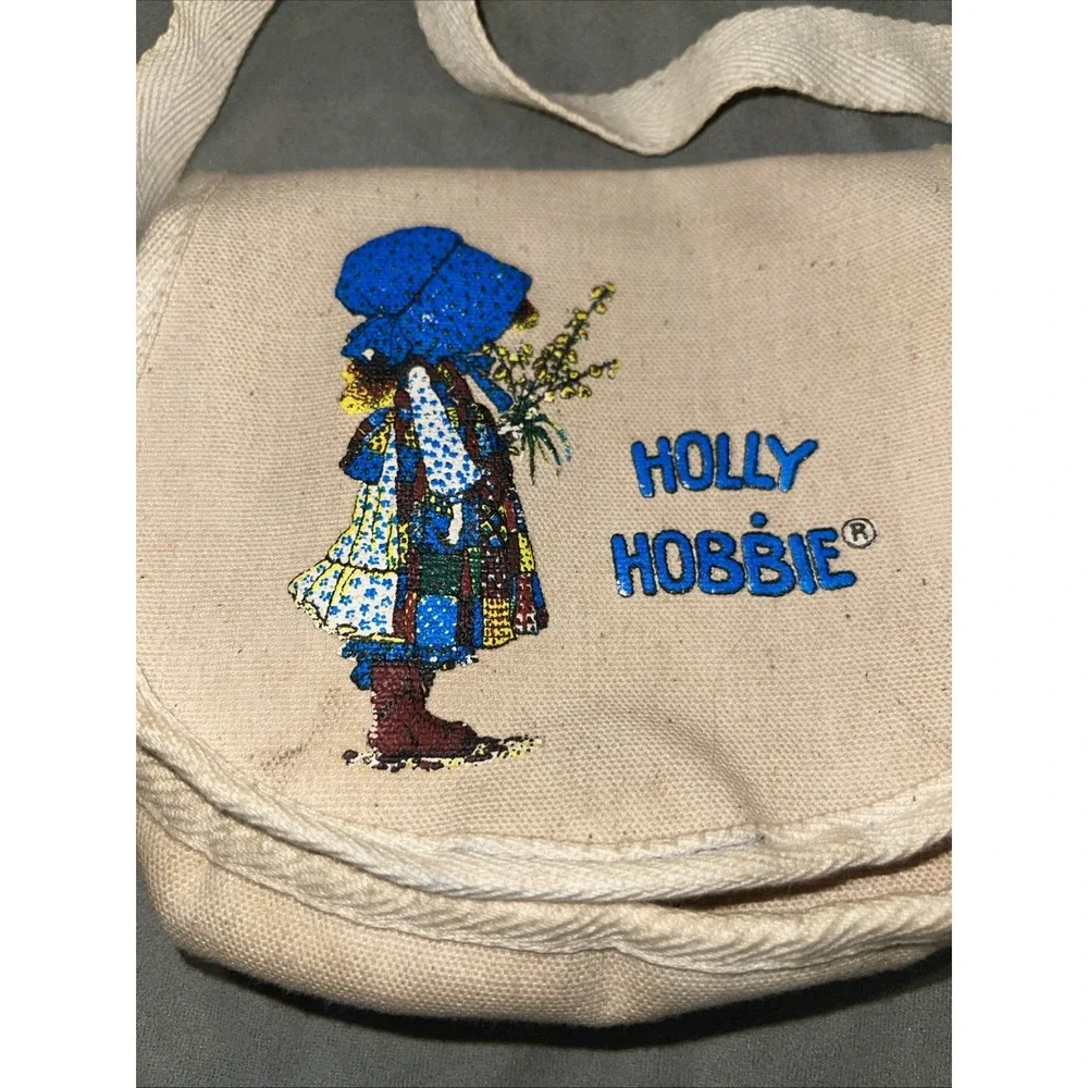 Vintage Holly Hobbie Canvas Shoulder Purse Snap Closure American Greetings 1970s