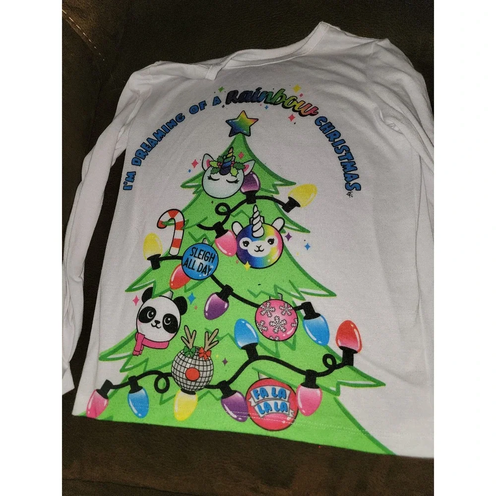 Justice I'm dreaming of a rainbow Christmas pajamas‎ sleep size 10
