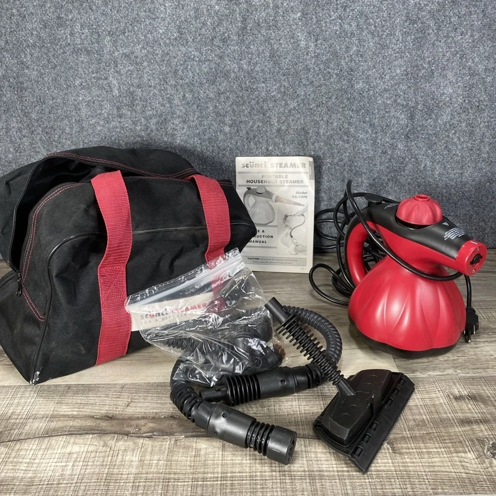 Scunci SS-1000 Hand‎ Held Portable Household Steamer with Attachments/Bag/Manual