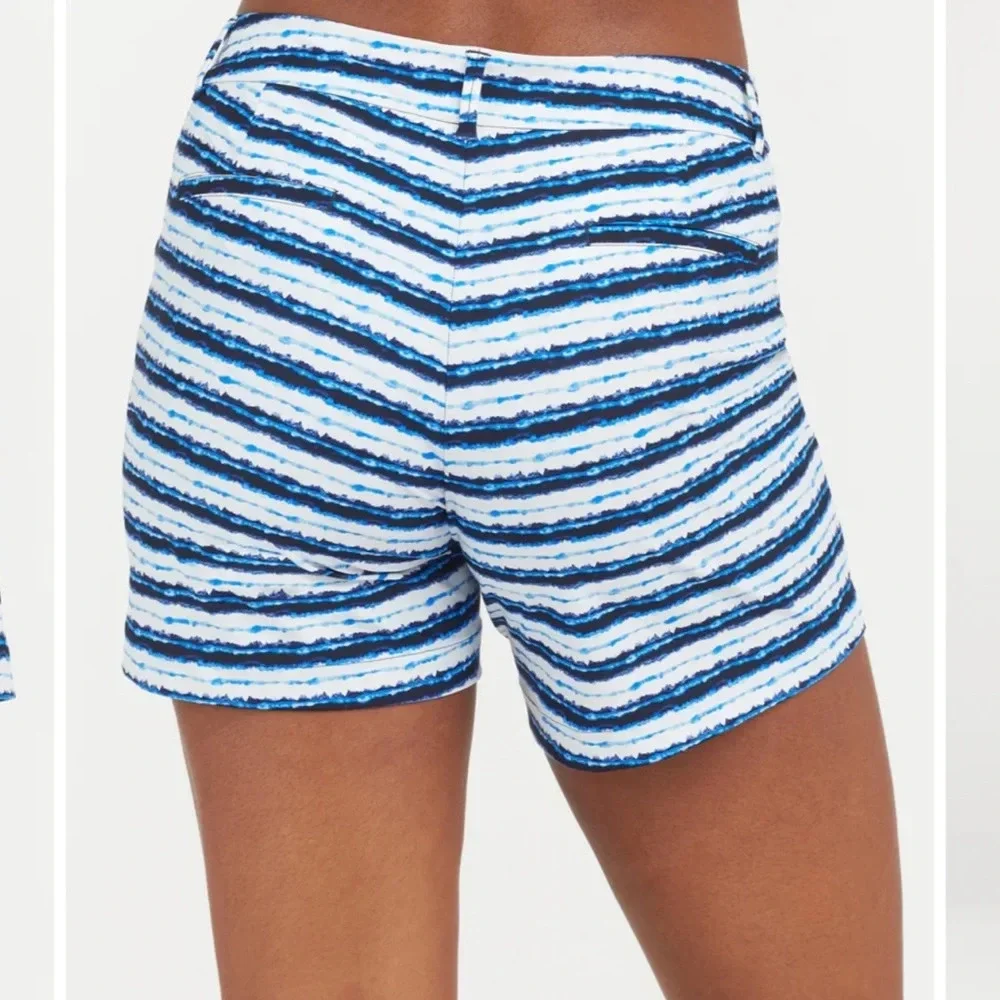 SPANX Sunshine Short 6” blue painted Stripe Golf Boat Beach Swim Trunks X-Large
