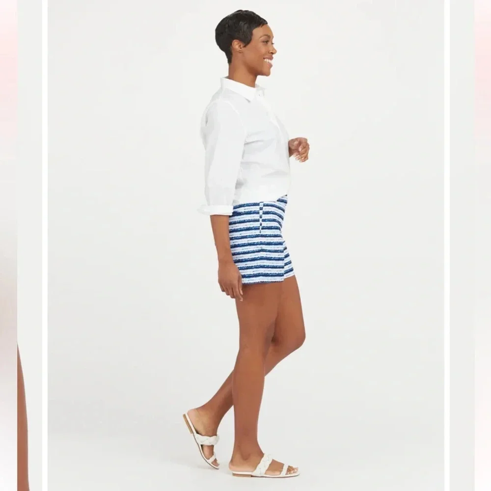 SPANX Sunshine Short 6” blue painted Stripe Golf Boat Beach Swim Trunks X-Large