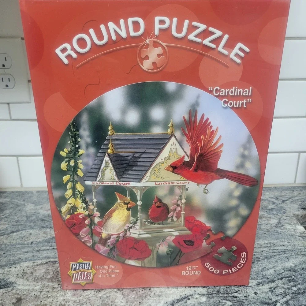 NEW Masterpieces Janene‎ Grende Cardinal Court 500 Piece Round Jigsaw Puzzle