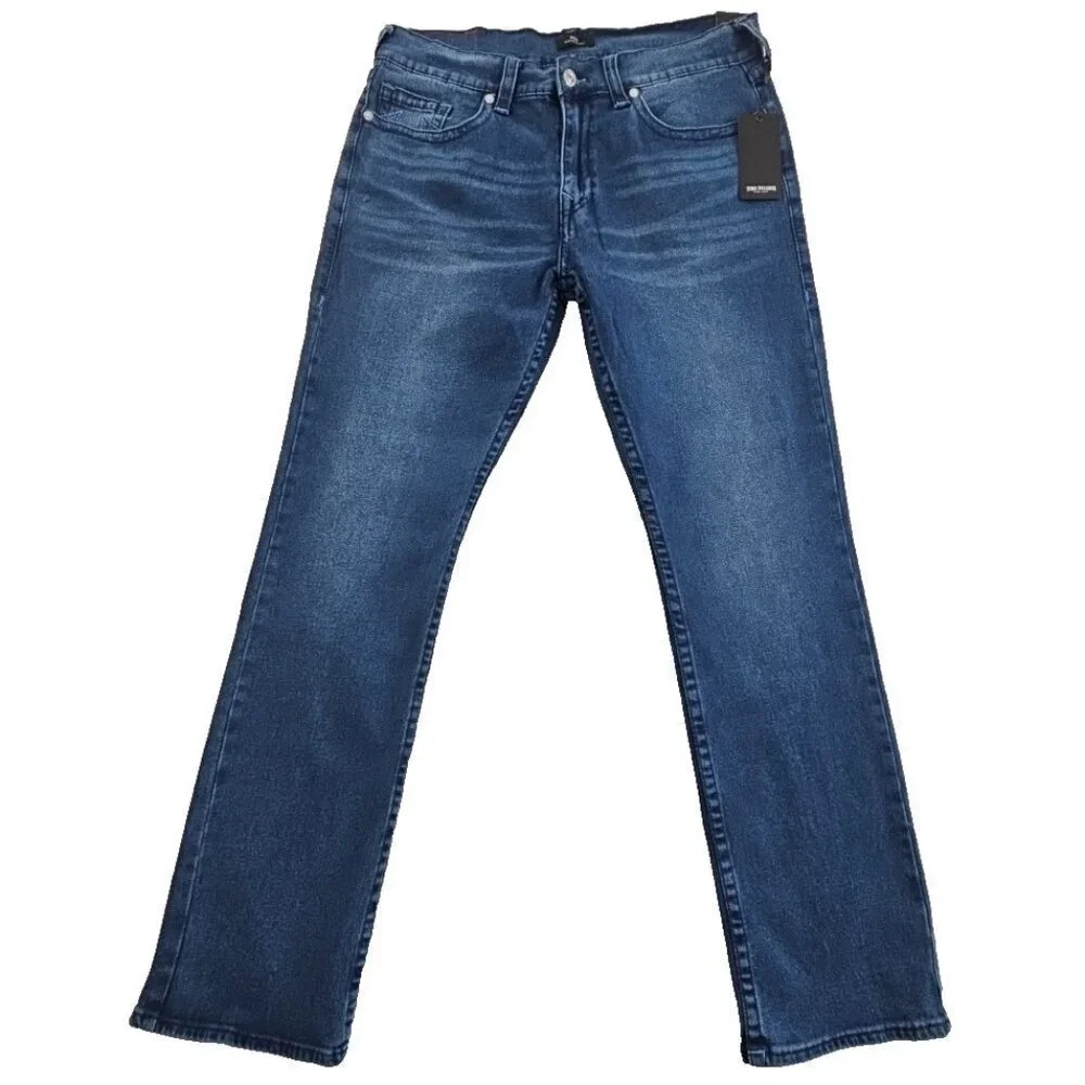 True Religion Ricky Jeans Men's 38 x 34 Relaxed Straight Blue Denim NWT NEW‎