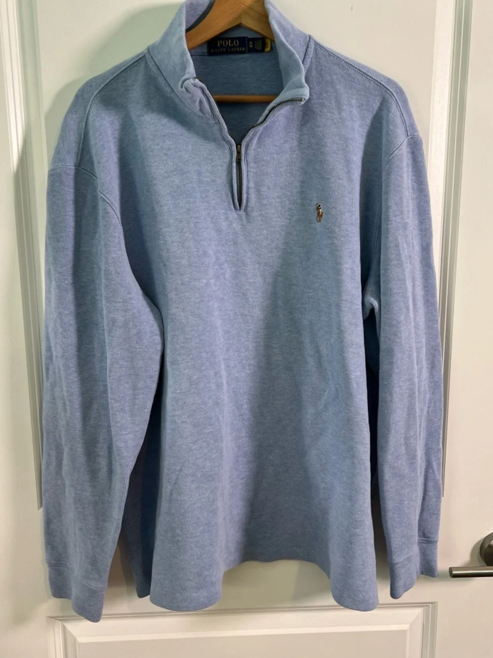 Polo Ralph Lauren Logo-Embroidered Cotton Half-Zip Sweater Mens XL Coastal