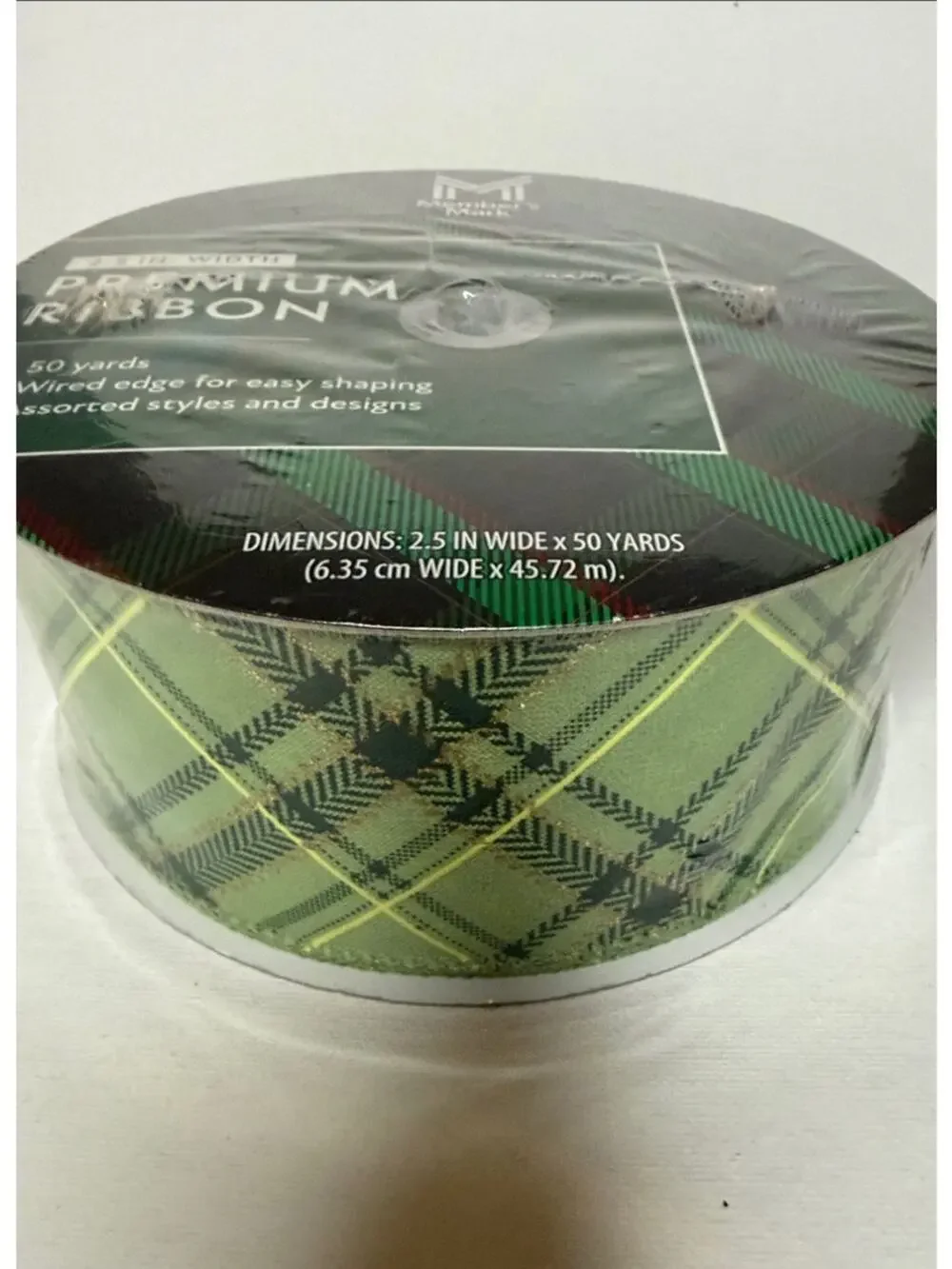 Premium Plaid Wired Ribbon in Green and Yellow - Home Party Supplies
