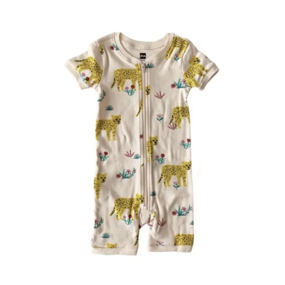 NWT Tea Collection Rockabye Baby Pajamas Ocelot Scene 3-6 Months