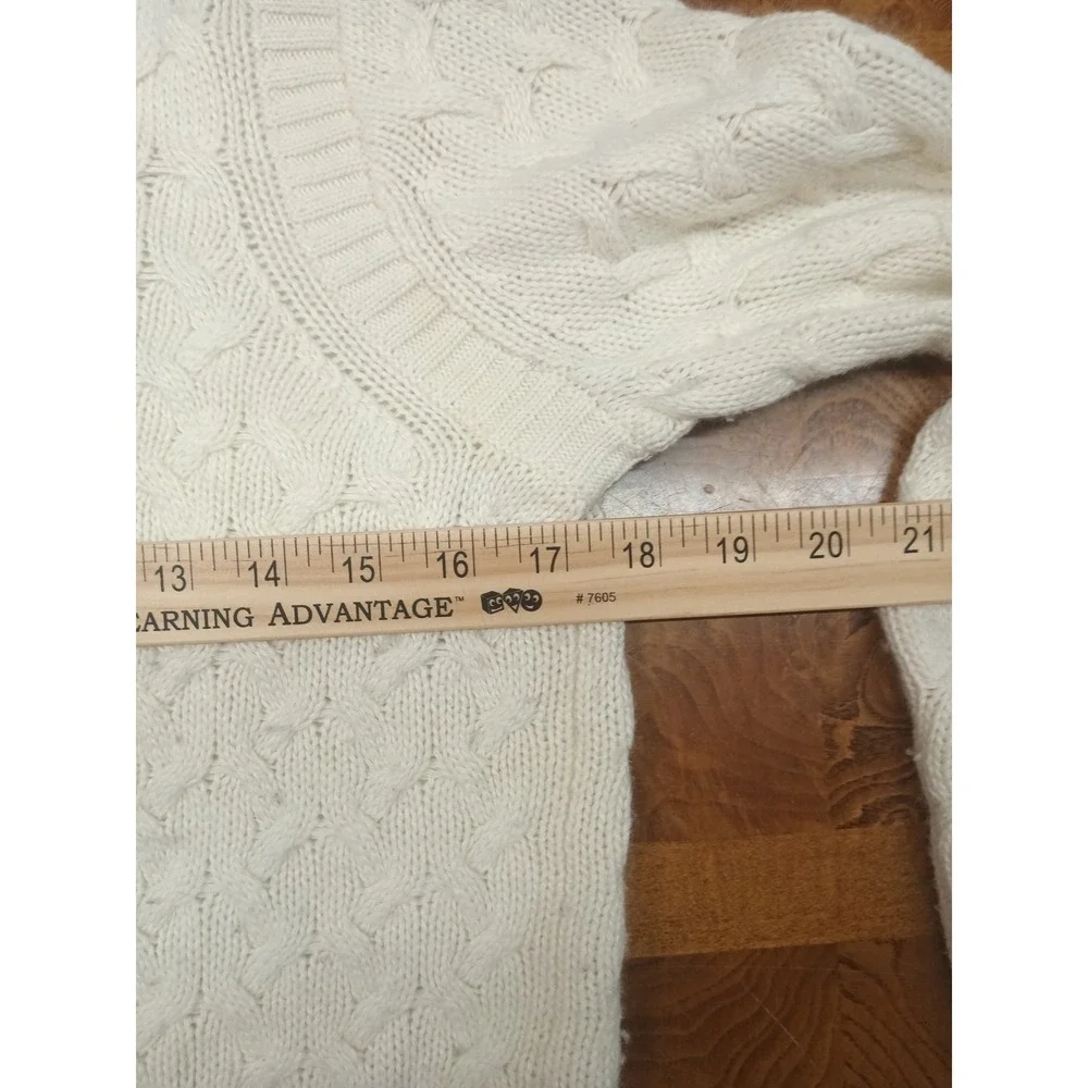 J.Crew‎ Womens Cable Knit Sweater Cream Ivory Wool Angora Blend Crew Neck Small