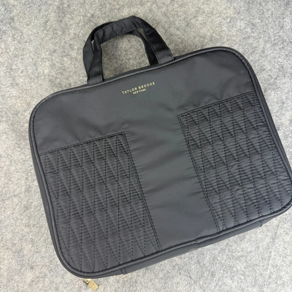 Taylor Brooke New York Black Quilted Morgan Satchel Design Cosmetic‎ Bag Travel