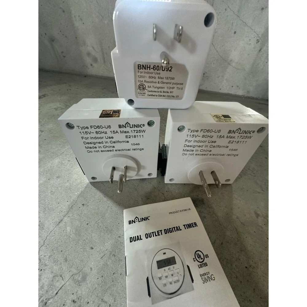 SET OF 2 BN-LINK 7 DAY HEAVY-DUTY DIGITAL PROGRAMMABLE TIMERS Plus Extra 1