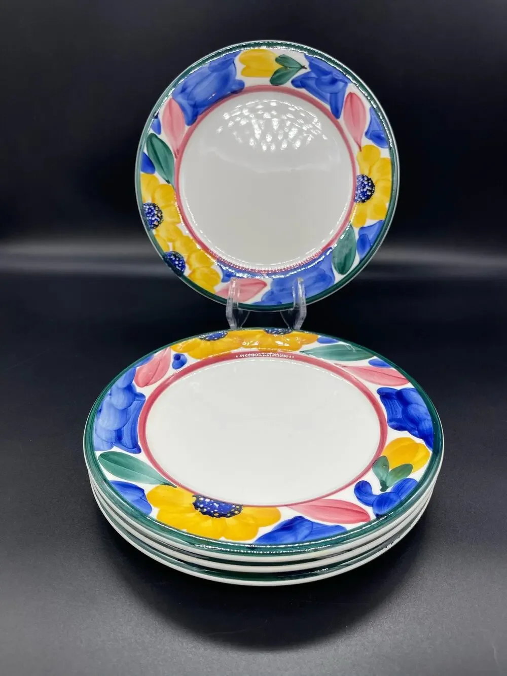 Pier 1 Imports Hand Painted Made in Italy Set of 4 Salad Plates Floral Design 8